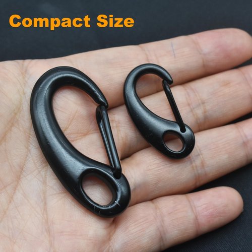 MyyYiTar Metal Small Large Spring Snap Hooks with Fixed Eyering Egg Shape Quick Carabiners Clips for Keychain Pet Id Tag Holder, 12 Pcs Black(4 Large+8 Small)