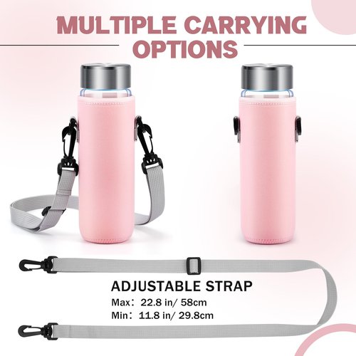FillTouch Water Bottle Holder Water Bottle Bag Carrier Neoprene Portable Sling Bag Cover Sleeve Case with Strap for Hiking(Pink)