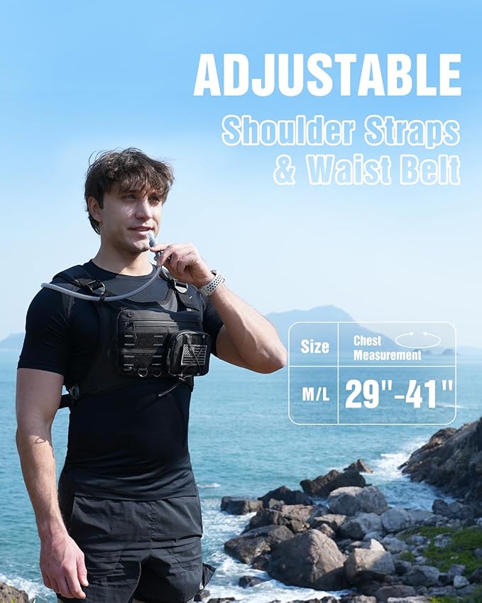 Running Vest with 2L Water Bladder, USA Original Patent, Lightweight Adjustable Chest Pack with Gear Holder, Reflective Running Hydration Vest for Women Men for Marathon, Hiking