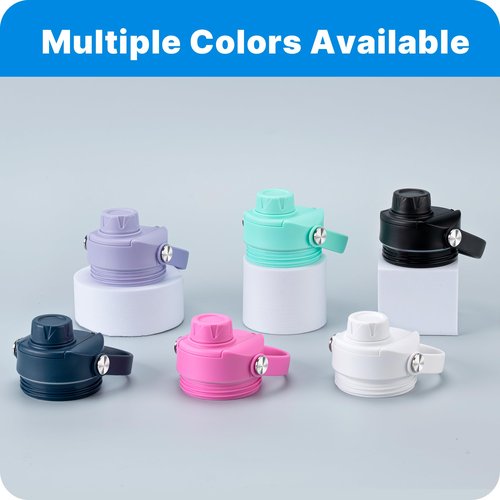 Bluwing Spout Lid for Yeti Rambler Water Bottle 18 26 36 64 oz and Jr. 12 oz Kids Bottle, Replacement Lids with Flexible Handle for YETI Rambler Bottles, BPA Free（Black-2 Pack）