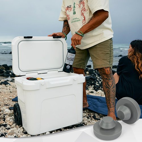 Omoojee 2 Pcs Rack Replacement Cooler Feet, Non-Slip Rubber Feet for Most 20qt 45qt 65qt 110qt 145qt Coolers, Compatible with Yeti Coolers, Prevent Sliding, Gray