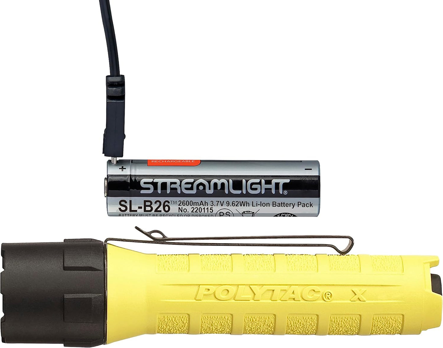 Streamlight 88610 PolyTac X USB 600-Lumen Multi-Fuel Professional Tactical Flashlight, Clear Retail Packaging, Black