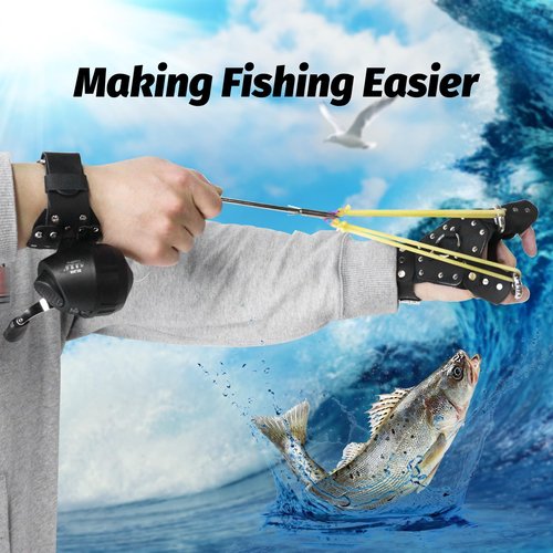 ZHUOCE Fishing Reel Kit with Wristband and Hand Guard for Slingshot Fishing Darts Reel Leather Wrist Wrap for Shooting
