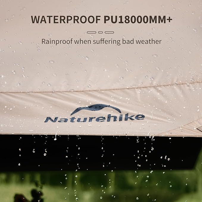 Naturehike Camping Tent Tarp with Poles, Waterproof PU 18000mm+, Anti-UV UPF2000+ Sun Shelter Rain Fly, Canopy for Outdoor Party, Picnic (13 x 9.6ft), CNK2350WS015