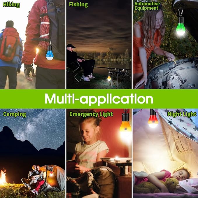 Doukey Portable Camping Lanterns [4 Pack] LED Tent Lanterns Emergency Light for Backpacking, Hiking, Hurricane Outage