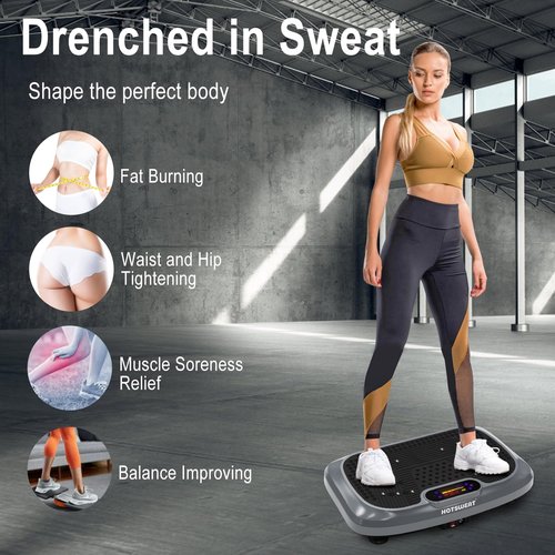 HOTSWEAT Vibration Plate Exercise Machine for Lymphatic Drainage, Power Plate Vibrating Platform, Shaker for Weight Loss, Exercise Board with 120 Levels for Home Gym