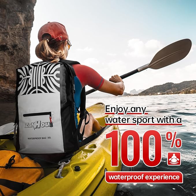 Waterproof Dry Bag with Roll Top - 25L /30L Waterproof Backpack for Kayaking, Swimming, Beach, Hiking