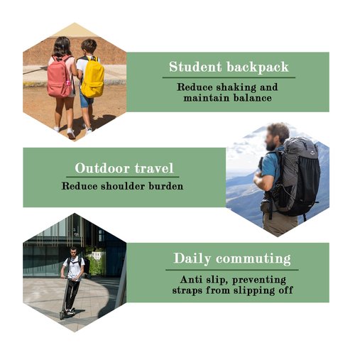 2 Pack Backpack Chest Straps,with 2 Quick Release Buckle,4 Slide Clips 10 Zipper pulls-Black US223