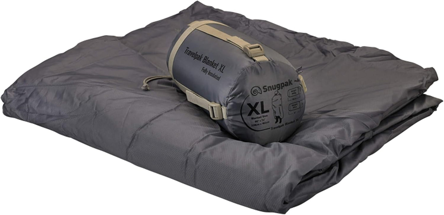 Snugpak Travelpak Oversized Blanket with Compression Stuff Sack, Lightweight, Pebble Gray