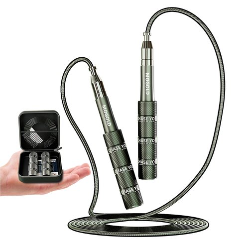MOGOLD Speed Jump Rope for Crossfit & Boxing - Adjustable Length Skipping Rope with Durable PVC Cable for Men Women - Home & Gym Workout