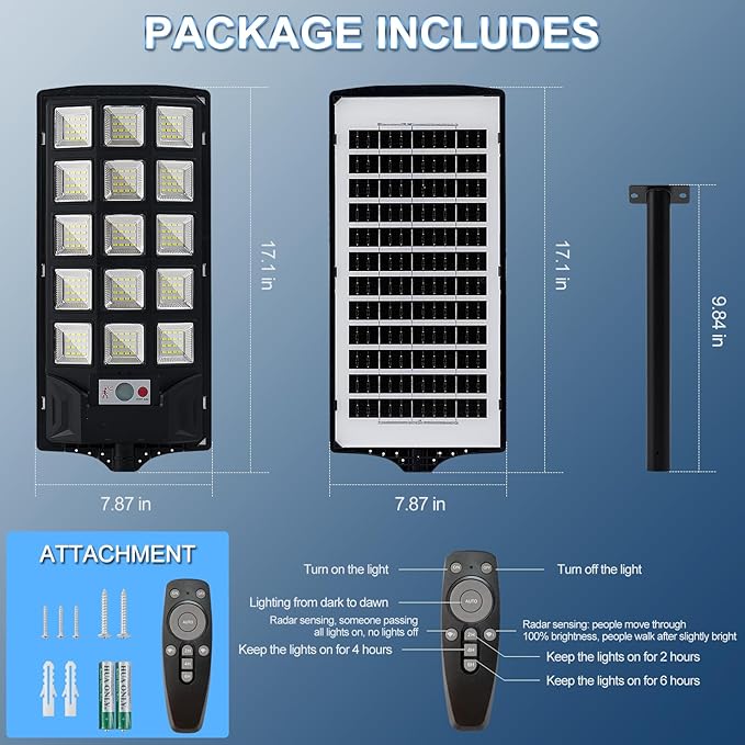 Solar Lights Outdoor,IP66 Waterproof Solar Street Lights with Motion Sensor & Remote,6500K Dusk to Dawn Flood Light for Parking Lot/Yard/Garden (4 Pack)