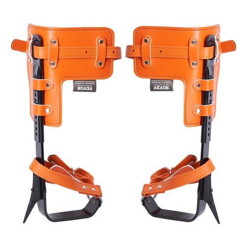 VEVOR Tree Climbing Spikes Set, 1 Pair Alloy Steel Climbing Spurs with Safety Rope and Safety Harness, 350lbs Load Capacity Tree Climbing Gear, Arborist Equipment for Climbers, Fruit Picking, Orange