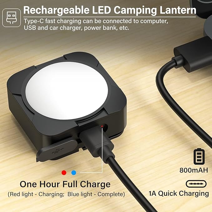 Rechargeable Camping Lights FLY2SKY 3Pcs Black Tent Lights Mini Flashlight Portable LED Camping Lantern Survival Gear Camping Accessories for Hiking Backpacking Fishing Hurricane Emergency Outage