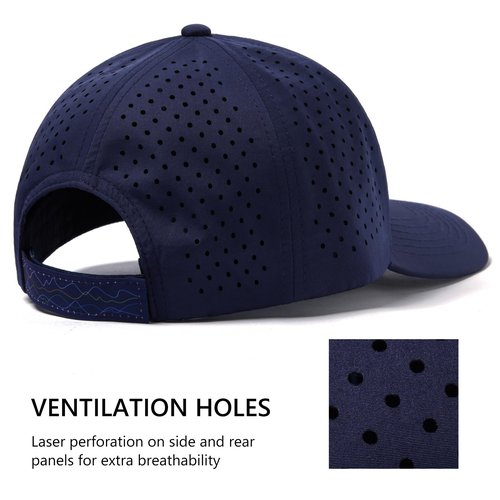 UVSAI UPF 50+ Performance Water Resistant Baseball Cap Lightweight Breathable Hat Golf Running Boat Hiking for Men Women Navy Blue