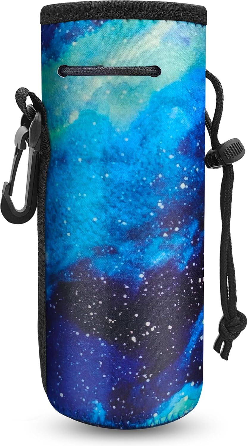 Water Bottle Carrier,Insulated Neoprene Water Gym Travel bottle Holder Bag Protector Sleeve Case Pouch Cover 0.6L or 0.75L, Great for Stainless Steel and Plastic Bottles (BLUE)