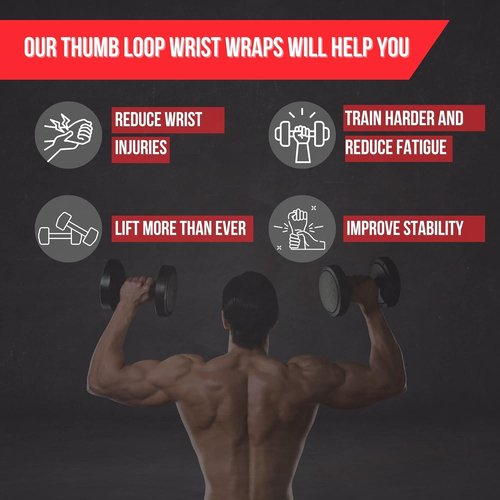 COMP 18'' Wrist Wraps - Wrist Wraps for Weightlifting Men and Women Suitable - Thumb Loop Wrist Straps for Powerlifting, Strength Training, Lifting - Pair of 2