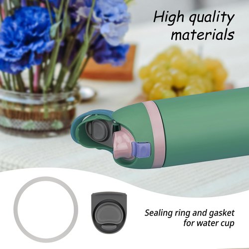 Lelucermaire Replacement Stopper and Bottle Seal Ring Compatible with Owala FreeSip 19/24/32/40oz Water Bottle Top Lid Seal Silicone Stopper Gasket Accessories (1Pcs White O Ring & 1Pcs Grey Stopper