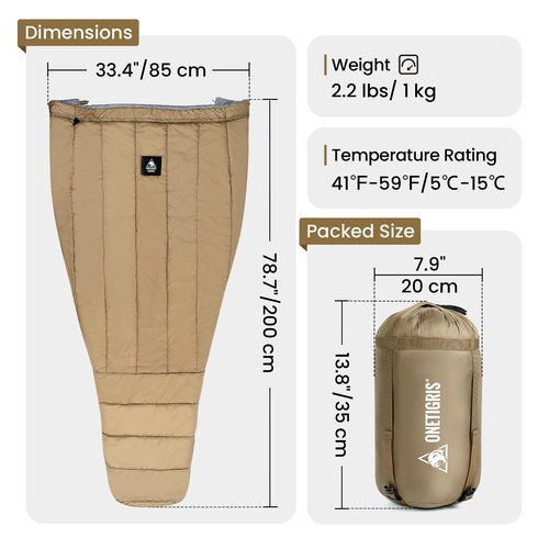 OneTigris Featherlite Ultralight Sleeping Quilt, Weighs 35oz, Warm Hammock Topquilt 40 Degree, with Footbox, Perfect for Outback Camping, Hiking, Backpacking and Hammocks
