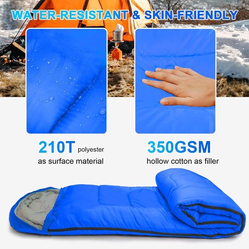 PEAKTREND Sleeping Bags for Adults Camping Portable Waterproof Compression Sack- Camping Sleeping Bags for Big and Tall (Blue)