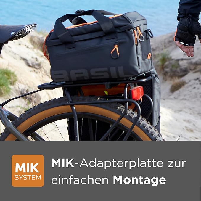 Basil Miles Tarpaulin trunkbag MIK, 7L, Black Orange