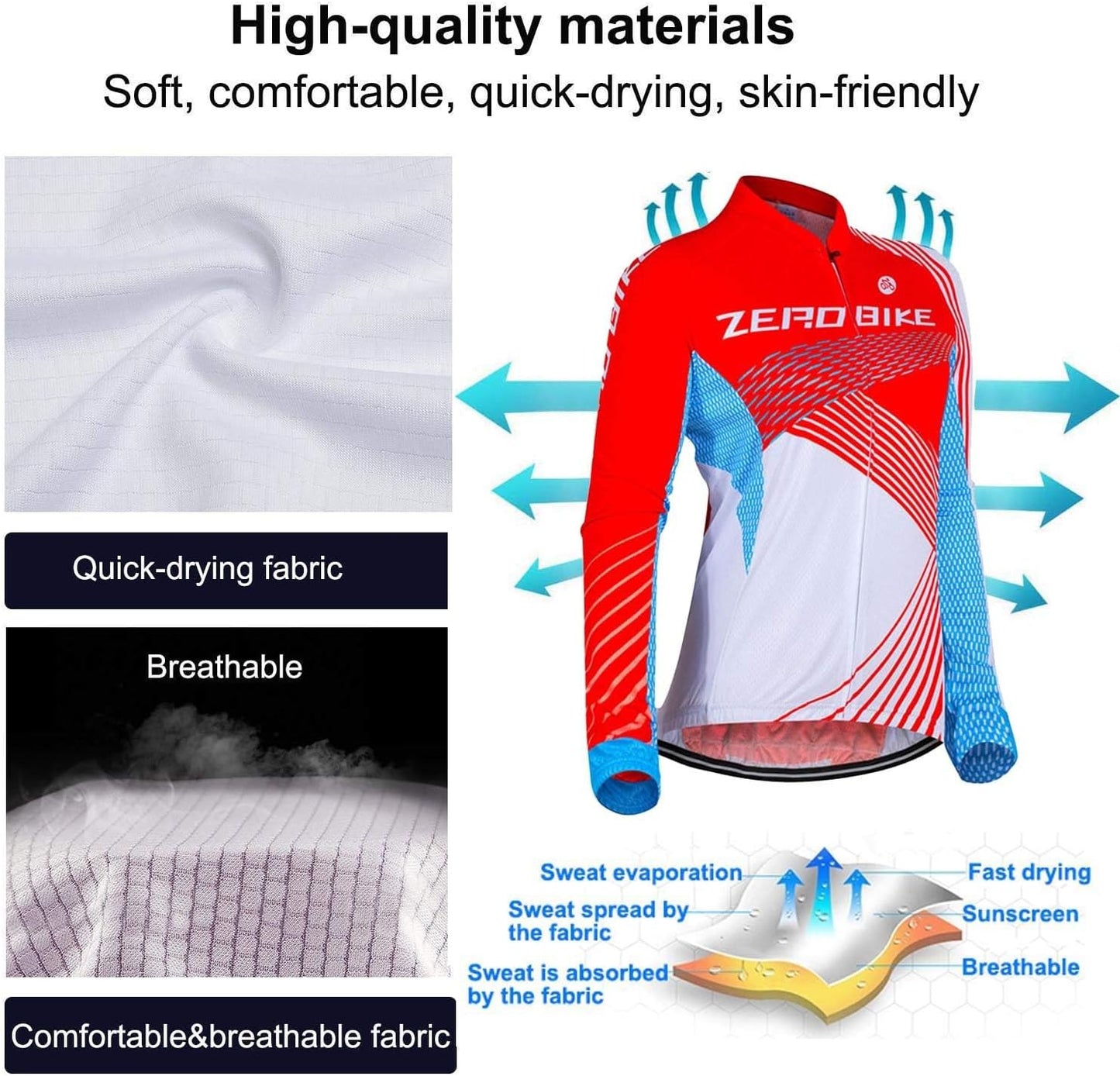 Women's Breathable Long Sleeve 3D Gel Padded Bicycle Cycling Suit Mesh Cloting Pants Set UV Protective