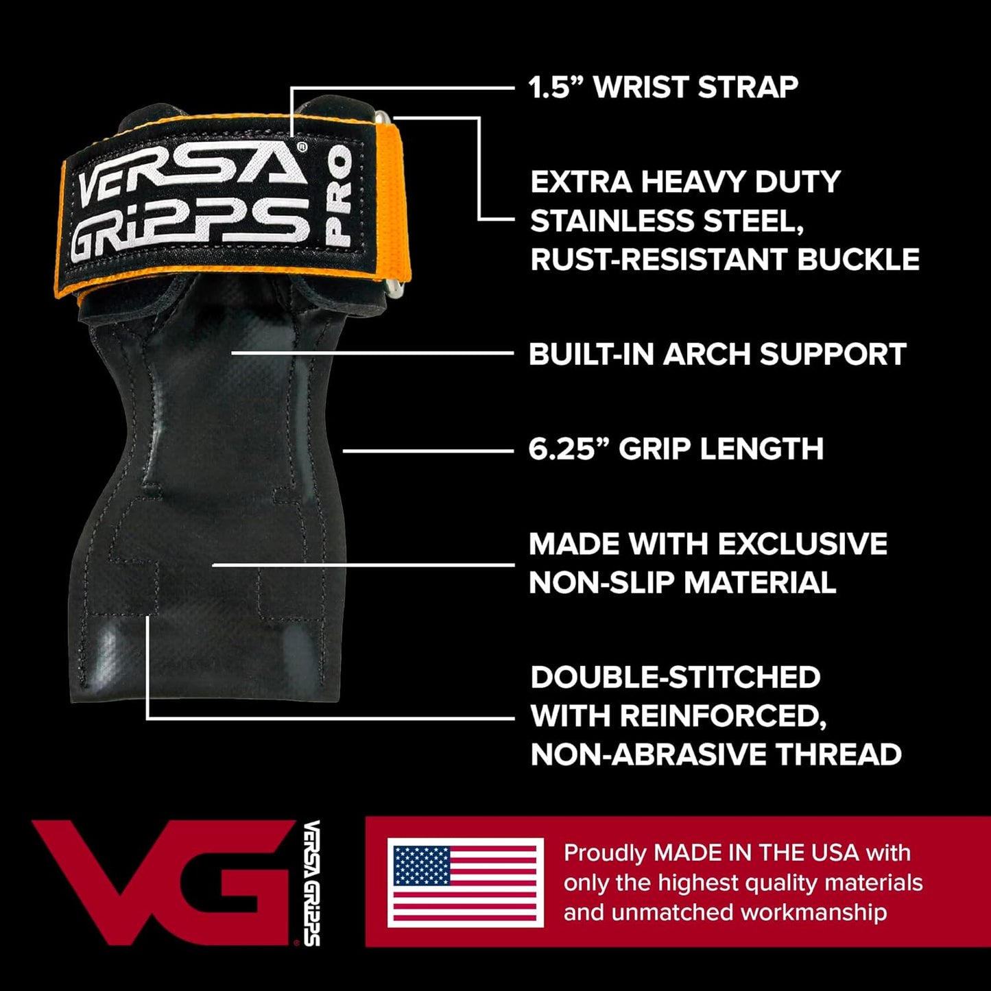 Versa Gripps® Pro Wrist Straps - USA-Made Weightlifting Training Accessory