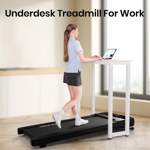 FelFast Walking Pad with 12% 6° Auto Incline, Under Desk Treadmill for Home Office w/Remote Control, 6 HIIT Mode, 265 Lbs Weight Capacity, 4 MPH Max, Desk Treadmill in LED Display, Black