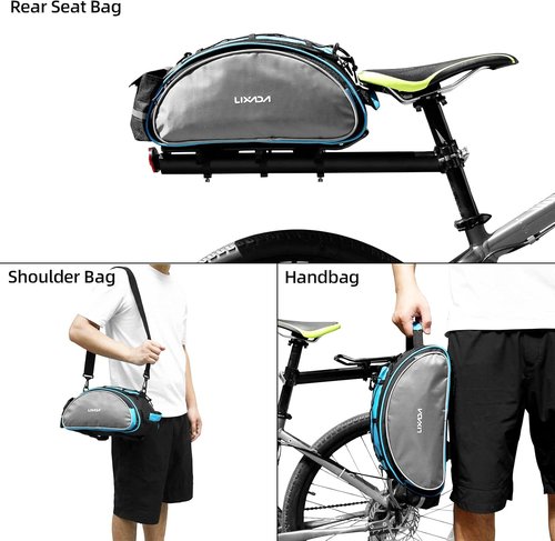 Lixada Bicycle Rack Bag 13L Waterproof Cycling Bike Rear Seat Cargo Bag MTB Road Bike Rack Carrier Trunk Bag Pannier Handbag