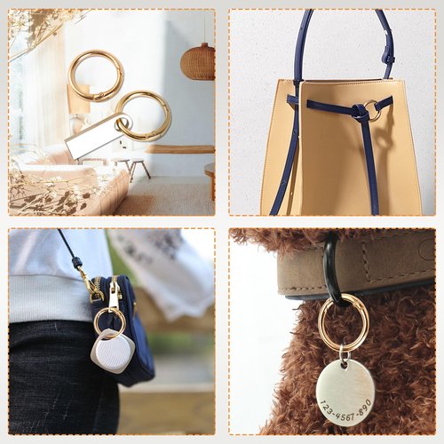 DAJISI 2 PCS Spring O Rings 1 inch, Circle Carabiner Snap Clip Trigger Spring Gold Keychain Clip Heavy Duty Metal O Ring Clips DIY Accessories for Keychains Bag Handbag