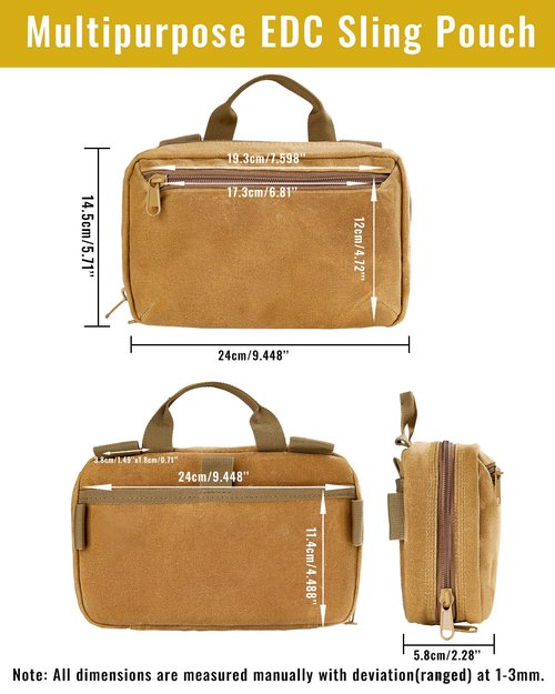 sayram SS1 EDC Sling Bag, Waxed Canvas EDC Sling Backpack, Men's Crossbody Pack Travel Hiking EDC Shoulder Backpack (Waxed canvas-Tan)