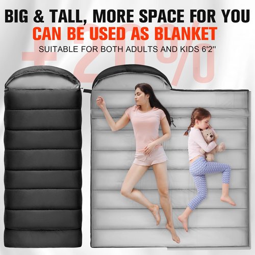 WERTYCITY Sleeping Bags for Adults Cold Weather & Warm, Lightweight Compact Camping Backpacking Sleeping Bag for Kids Girls Boys with Compression Sack for Outdoor & Indoor