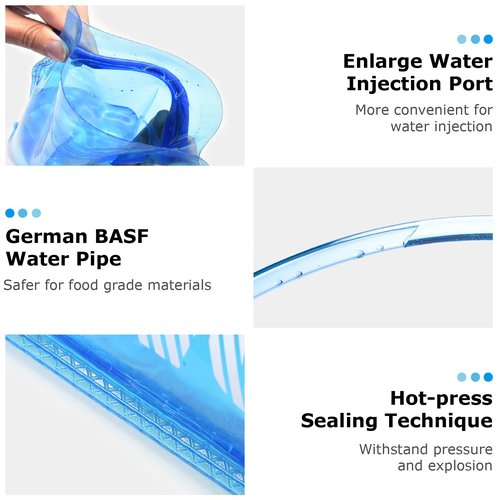 YAPJEB Hydration Bladder, BPA Free, 1L/1.5L/2L/3L, Portable Water Reservoir for Running, Hiking, Climbing, Cycling (PEVA, 1.5L)