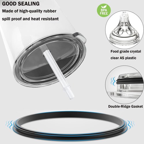 20 oz Spill Proof Lid With Straw, Replacement Straw Lids Compatible for YETI Rambler 16 oz Pint, 20 oz Tumbler, 24 oz Mug, 25 oz Mug, BPA Free and Shatter-proof Travel Top Lids Cover