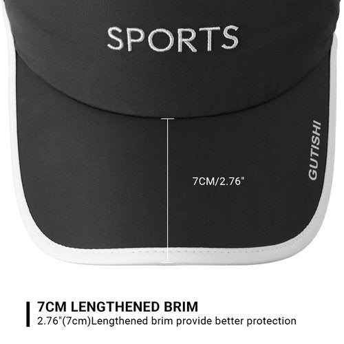 GUTISHI Quick Dry Running Hat Adjustable Cooling Baseball Hat Breathable Sport Cap Reflective UPF 50+ Run Hats for Womens Men (Sports-Black)