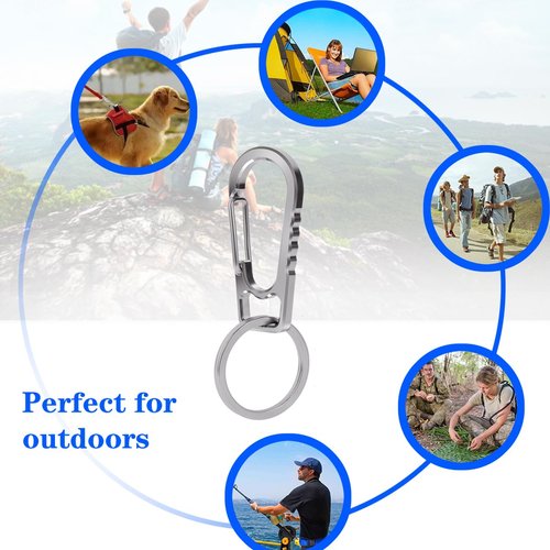 Generic FULLGUEEN Titanium Keychain Carabiner Clip,Multifunctional Keychain Carabiner,EDC Key Clip Anti-Lost Quick Release Key Ring Holder for Daily Use, Gray