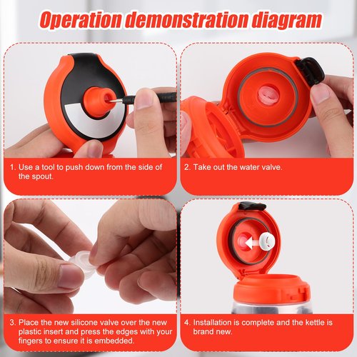 4pcs Dispensing Rubber Valves Compatible with Gatorade Water Bottle, Silicone Valve Replacement Lid for Gatorade GX 30oz & Plastic Inserts & Seals & Screwdriver