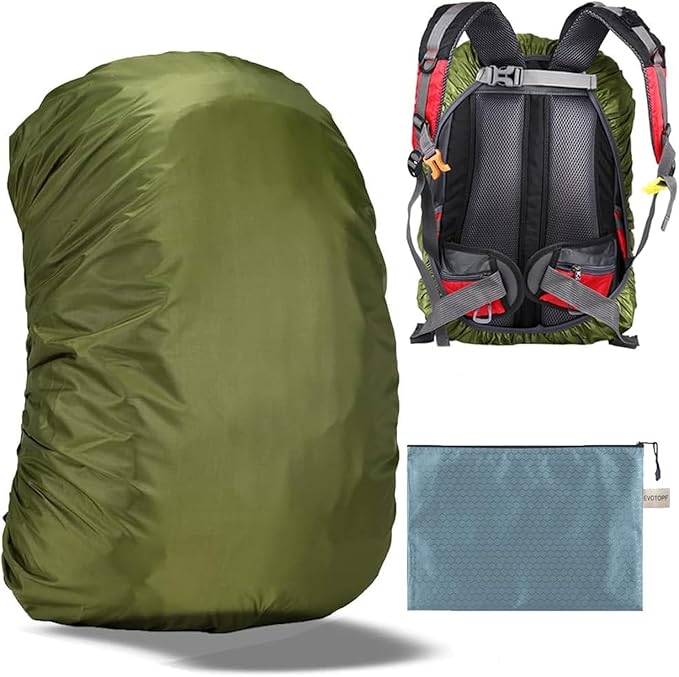 Waterproof Backpack Rain Cover with Adjustable Anti Slip Buckle Strap & Sliver Coating Reinforced Inner Layer for Camping, Traveling, Hunting, Hiking, Biking and More, 40-50L(Green)