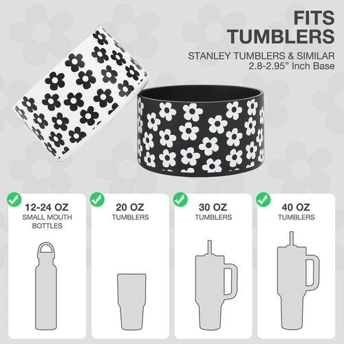Set of 2 Silicone Boot for Stanley 40 oz Tumbler, Bottom Protector for Stanley Cup 40 oz, Bottom Boot Compatible with Stanley Cup 40oz/30oz/20oz, Silicone Boot for Bottles & Tumblers (Little flower)