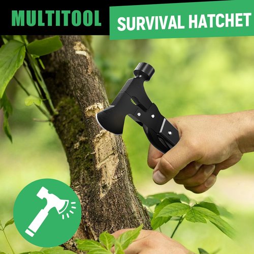 Gifts for Dad, 15-in-1 Multitool Axe Hatchet, Birthday Gifts for Men, Cool Men Gifts for Dad, Husband, Essential for Camping, Hiking, Gifts for Him, Women, Black
