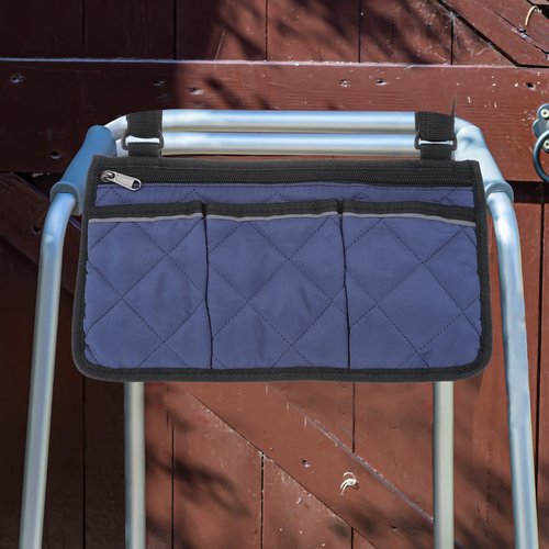 PATIKIL Beach Chair Armrest Bag, Waterproof Beach Chair Hanging Storage Pouch Arm Rest Magazine Snack Bag with 4 Pockets for Camping Outdoor, Teal Blue