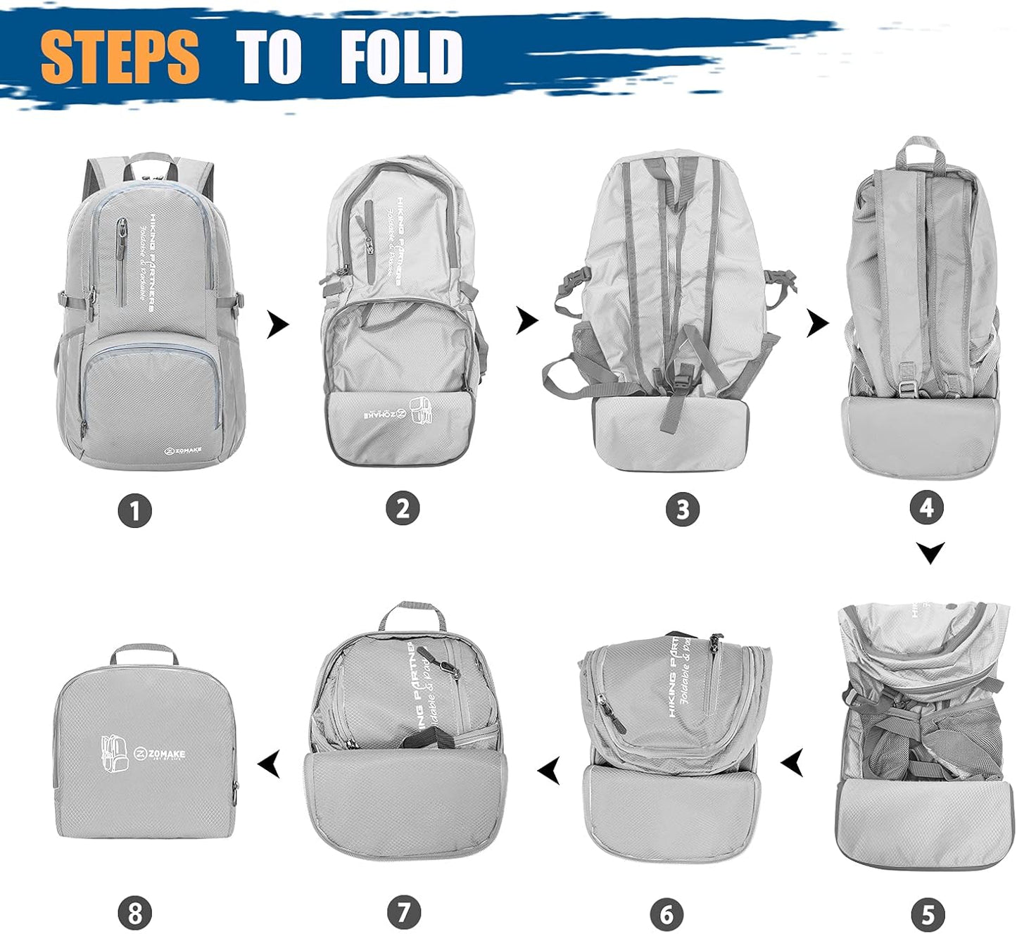 ZOMAKE Lightweight Packable Backpack - 35L Light Foldable Hiking Backpacks Water Resistant Collapsible Daypack for Travel(Dimgray)