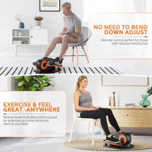 ARTHOOT Under Desk Elliptical Machine, Ellipse Exerciser as Seen on TV for Seniors with Remote Control & 12 Adjustable Speeds, Elliptical Machine for Home (Orange)