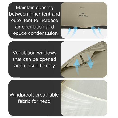 Naturehike 2024 Cloud up Pro Tent, Upgrade Ultralight Tents,1.36kg/3lbs,Double 2 Person Tent,for Cycle Camping,Backpacking,Hiking,Self-Standing, Construction,Easy Set up (Khaki)
