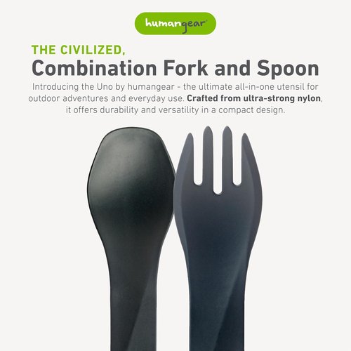 humangear GoBites Uno | Travel & Camping Utensils | Portable & Convertible Dining Ware | Multi-Functional Spork, Orange