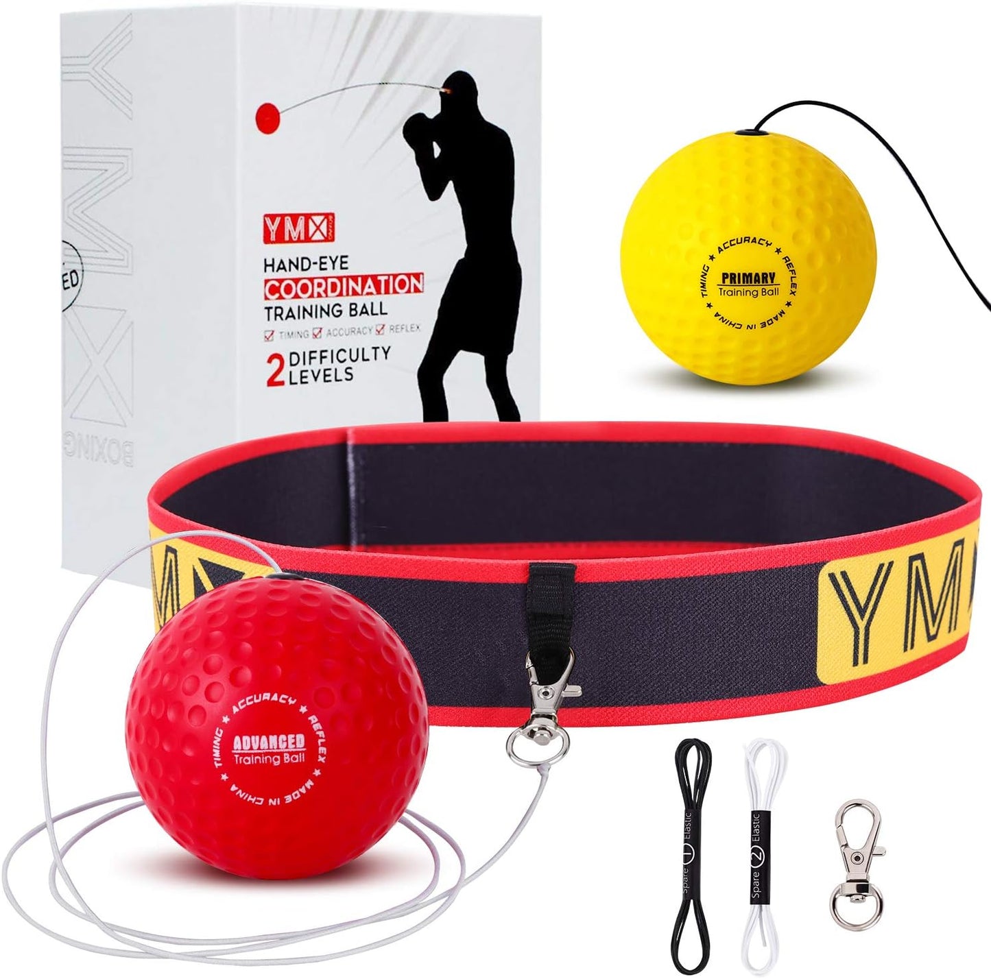 Training Reflex Ball - Adjustable Elastic Head Band, Light Weight Soft Foam Balls - Improve Hand to Eye Coordination, Reaction Speed, Focus, Accuracy - Cardio Sports Exercise Equipment