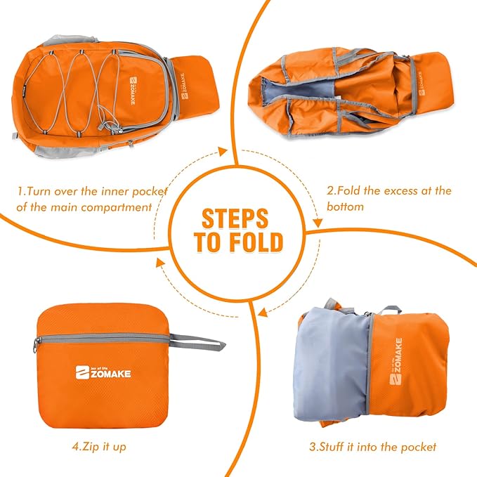 ZOMAKE Lightweight Packable Backpack 28L, Foldable Backpacks Water Resistant Collapsible Day Bag Light Daypack for Hiking