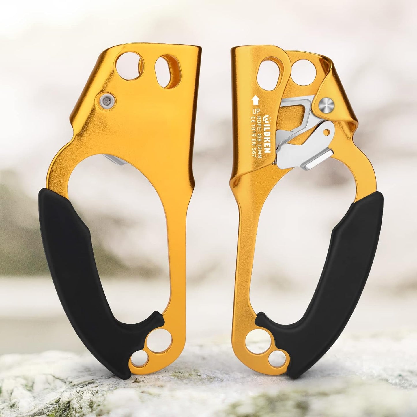 WILDKEN Climbing Hand Ascender Outdoor Mountaineering Tree Arborist Climbing Rappelling Equip Hand Ascender for 8-14MM Rope Left Right Hand Ascender