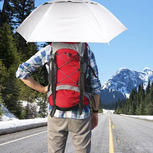 Luwint 36'' Diameter Elastic Fishing Gardening Folding Umbrella Hat Headwear