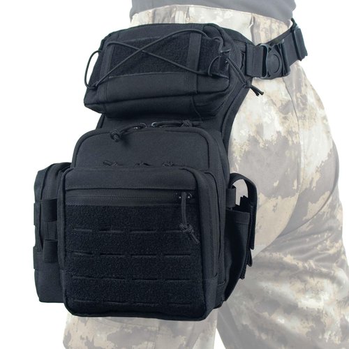 RooPoke Drop Leg Bag For Men Women Military Tactical Leg Pouch Motorcycle Scratch-resistant Tool Work Thigh Pouch Outdoor Activities Molle Pack For Metal Detecting Fishing Leg Bags