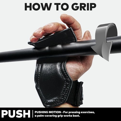 THE WEIGHT COMPANY® PRO GRIPS - Leather Weightlifting Wrist Straps for Powerlifting, Bodybuilding, Deadlifts, Strength Training for Men & Women (Pair) Padded Neoprene with Cowhide (Black, L)